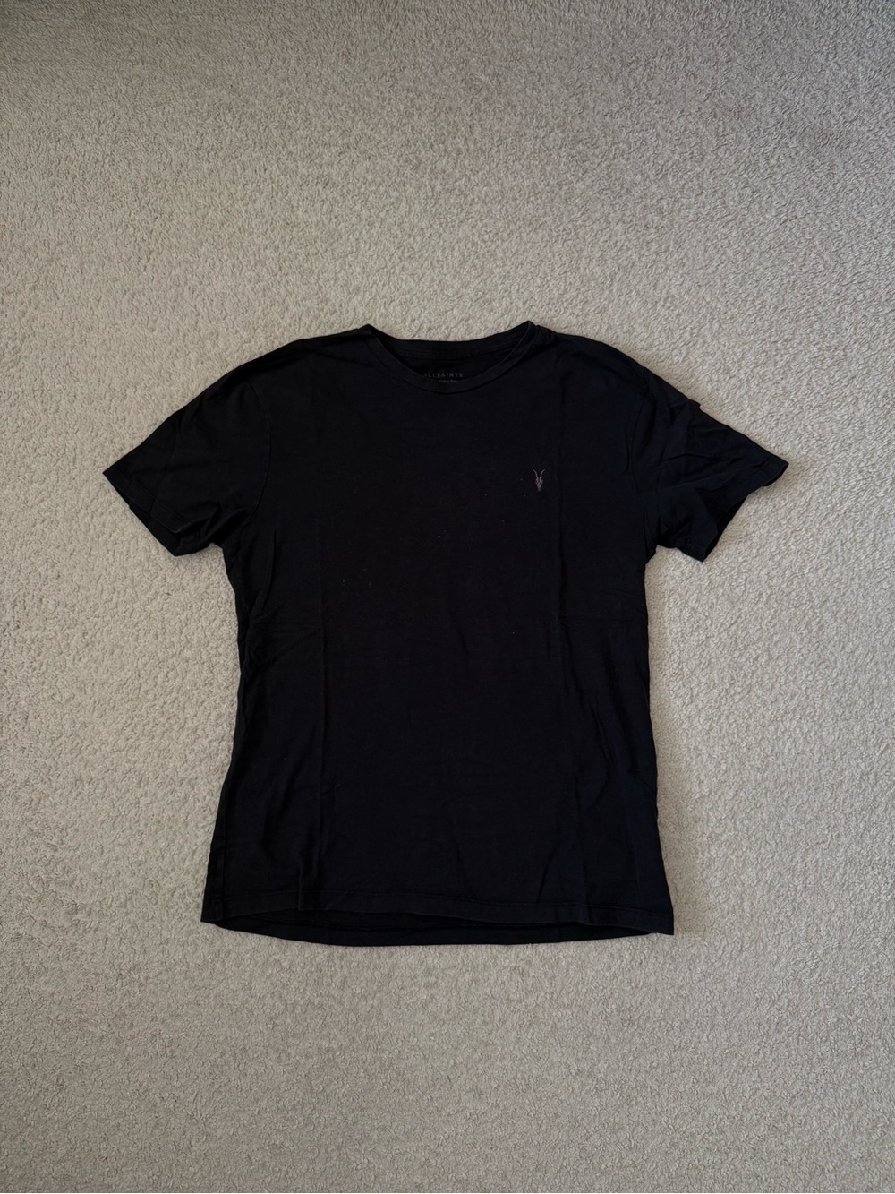 All Saints Black Crew Tee with Subtle Logo Detail